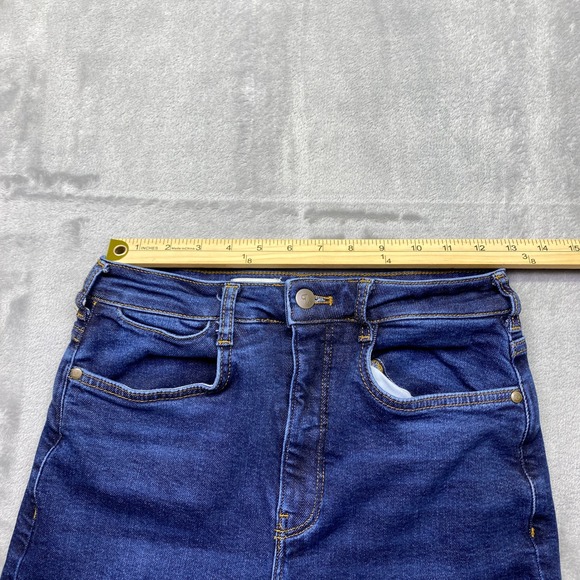 PILCRO High Rise‎ Wide Leg Crop Raw Hem Dark Wash Jeans Womens Size 28 Fits 25" - Picture 5 of 9